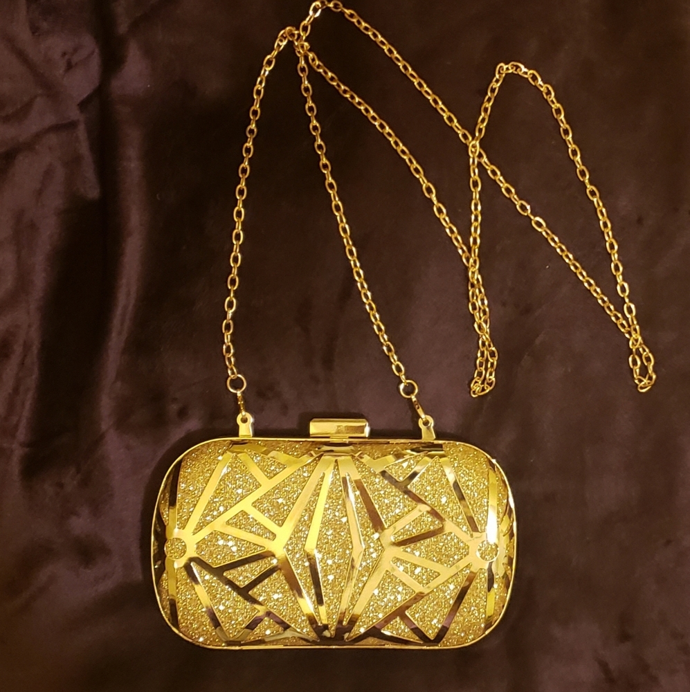Gold tone evening bag